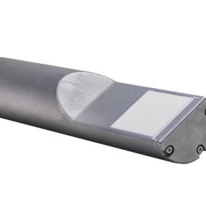 A close up of the side of a metal tube