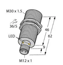 A drawing of the side view of an led light.