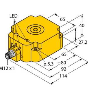 A drawing of the side view of an electric device.