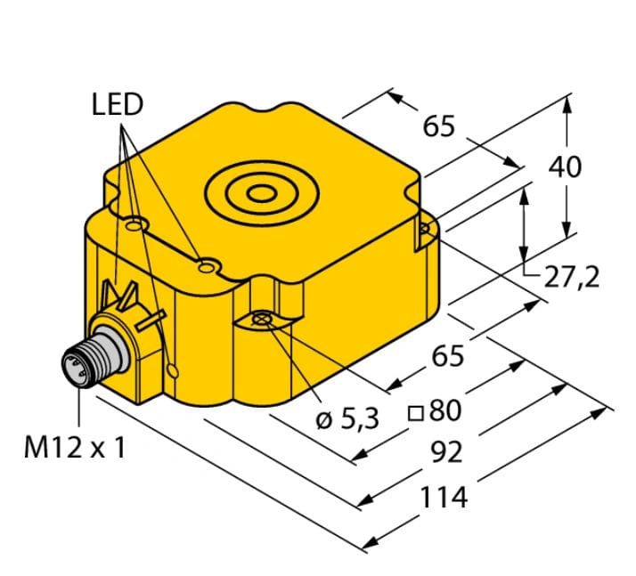 A drawing of the side view of an electric device.