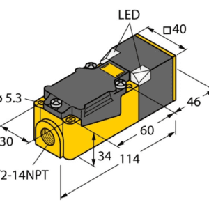 A drawing of the side view of an electronic device.