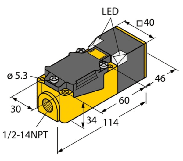 A drawing of the side view of an electronic device.