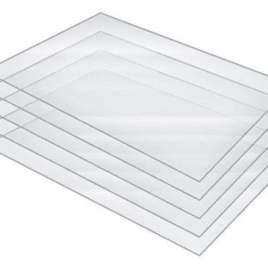 A stack of four clear plastic sheets.