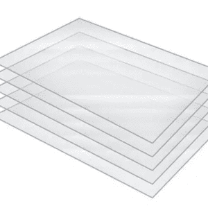 A stack of five clear plastic trays.