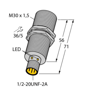 A drawing of an electric plug with the markings for led and 1 / 2-2 0 unf-2 a.