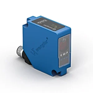 A blue device with an indicator on it.